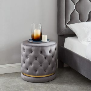 Delilah Grey & Gold Swivel Ottoman