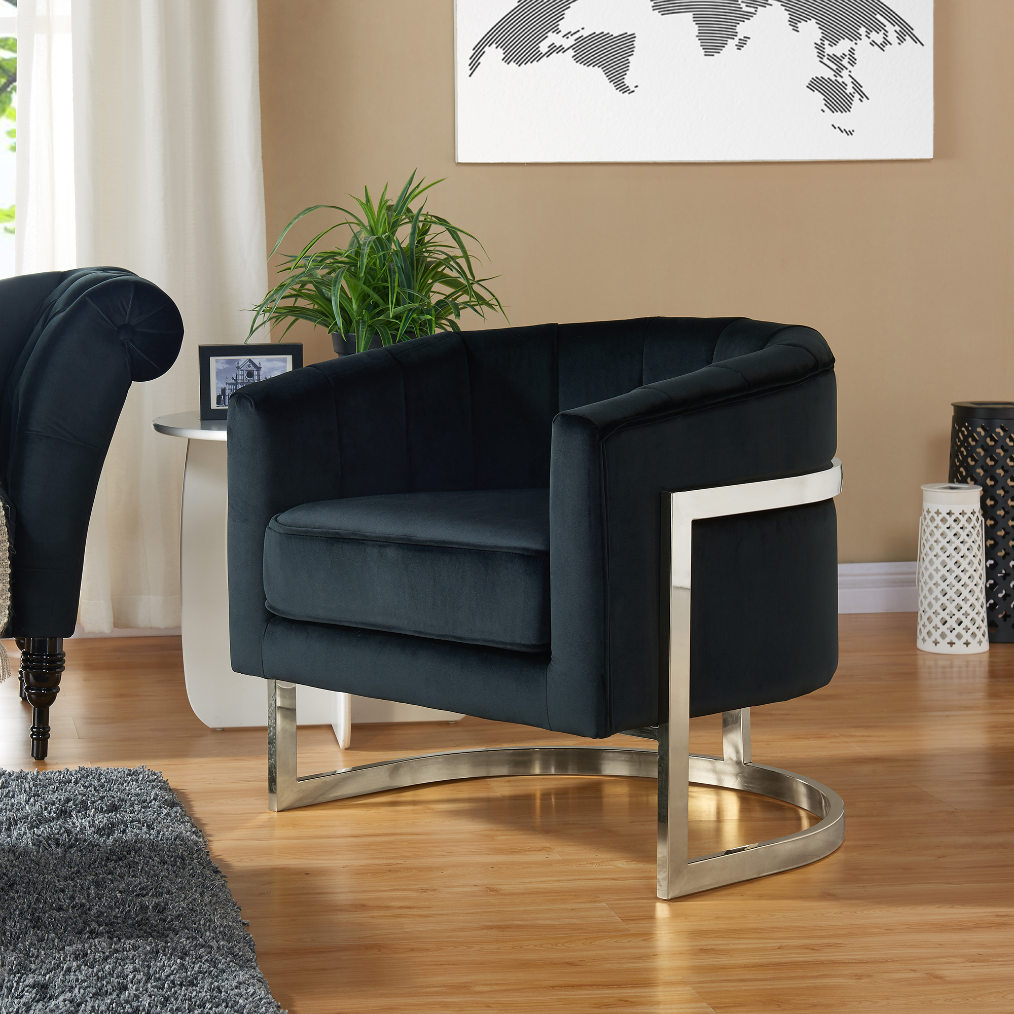 Tarra Black/Chrome Accent Chair 1