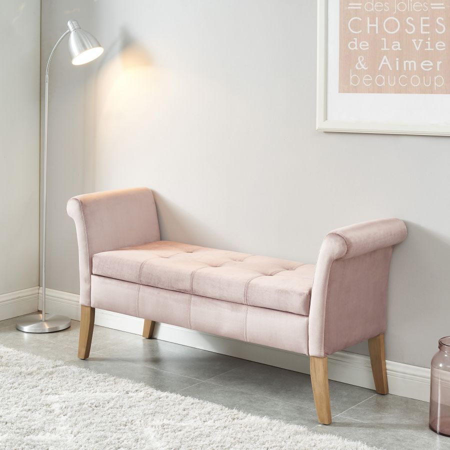 Audrey Blush Pink Storage Bench - Splendid Furnishings